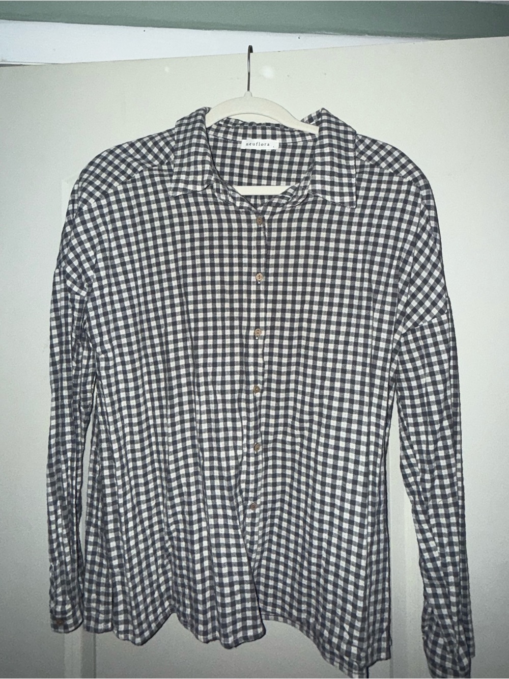 Neuflora NEVER WORN Navy & White Gingham Button-Down Shirt